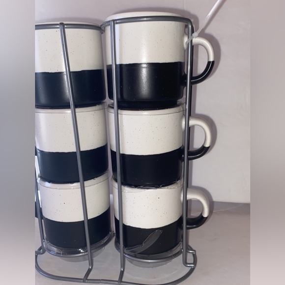 Hot Water 6pc Black and White Espresso Mug Set - Picture 7 of 11